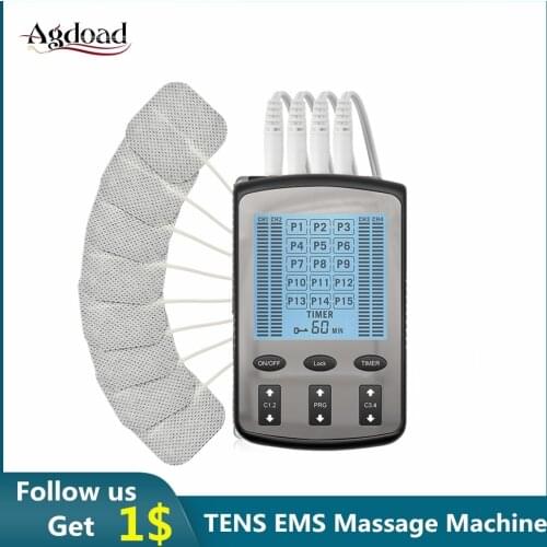 15 Modes TENS EMS Massager Pulse Muscle Stimulator Acupuncture Back Neck Pain Relief Electrode Massage Pad Health Therapy Device