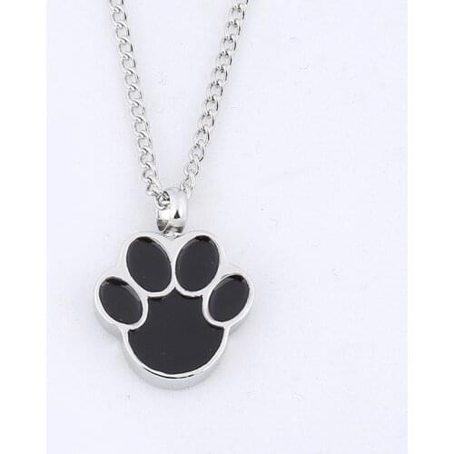 Unisex Cute Pet Dog Jewelry Dog Paw Print Cremation Jewelry Ashes Holder Pet Memorial Urn Necklace For Memory