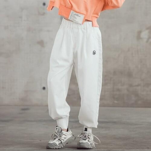 Girls Fashion Loose White Jogger Pants 8 10 years Hiphop Dance Cool Trousers Teenage Girls Clothing