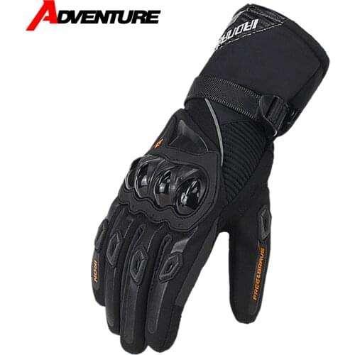 Motorcycle Gloves Waterproof Guantes Moto Touch Screen Full Finger Gloves Winter Protection Carbon Fiber Shell Long Gloves