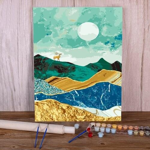 Landscape Mountain Sunrise Coloring By Numbers Painting Kit Acrylic Paints 50*70 Canvas Painting Handmade For Kids Handiwork