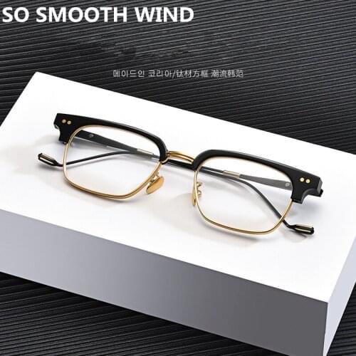 2021 New Brand Pure Titanium Glasses Frame Men Square Eyewear Rimless Half Myopia Optical Prescription Eyeglasses Frame