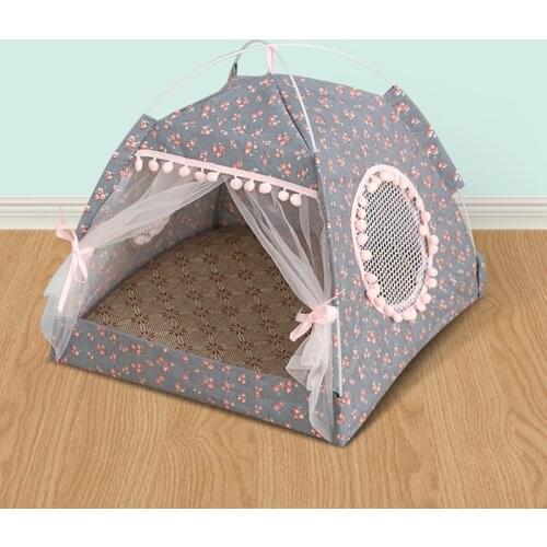 Pet Teepee Tent with Mat,Detachable Cleaning Tent Bed Antislip Dog Cat Sleeping House Portable Pet Tent Kennel Rabbits Pet Bed