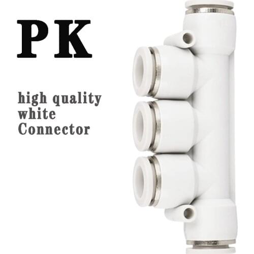 PK pneumatic connector hose plastic five-way quick connector quick plug-in air distributor 4-12mm white high-end boutique series