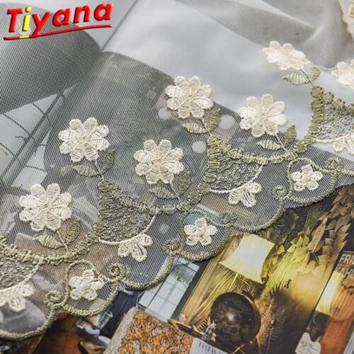 Embroidery Cute Small Yellow Flowers Tulle Curtains for Living Room Exquisite Elegant Rural Screens for Kichen X-HM464#VT