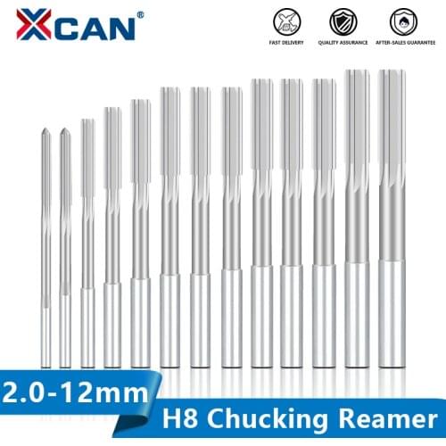 XCAN HSS M35 Machine Reamer H8 Straight Shank Chucking Reamer 2/2.5/3/4/5/6/6.5/7/8/9/10/11/12mm Milling Reamers