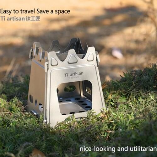 Tiartisan BBQ Stove Titanium Wood Stove Portable Ultralight Firewood Packbaking Camping Titanium Burning Stove WS009MT