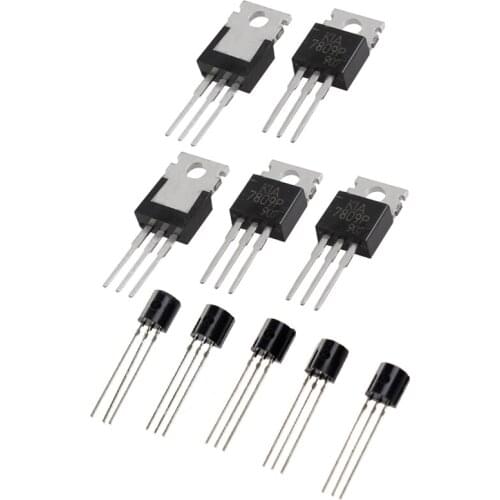 100 X Transistor NPN BC547 45V 100MA Black BC547 With 5 Pcs L7809CV 3 Terminals Through Hole 1.5A 9V Postive Voltage Regulator