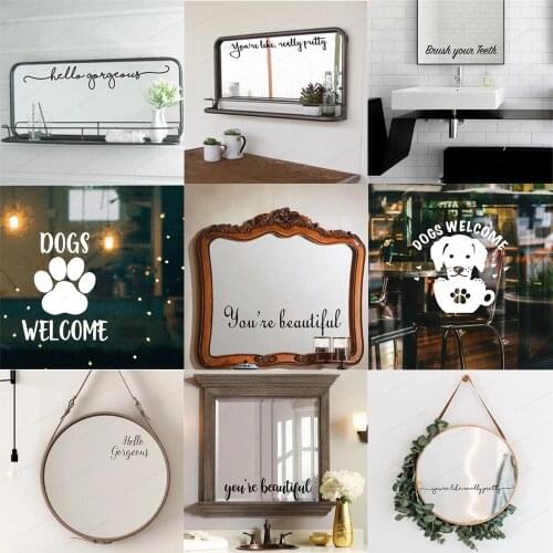 You're like really pretty quote wall decals Mirror stickers mirror decor bathroom art mural Barbershop logo Decoration HJ9999