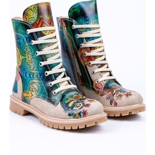 Streetfly 2021 new fashion Winter autumn colorful printed women Boots Non-slip sole Waterproof orthopedic boots