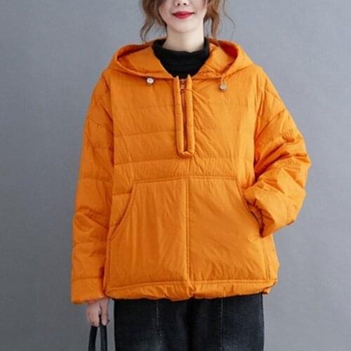 2021 winter New style hooded pullover Sweatshirt light Down jacket Women Loose white duck down casual Fashion Down Jacket Women