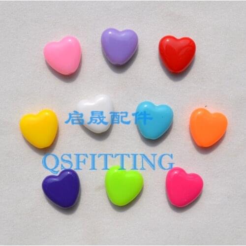 100pcs DIY Children jewelry Handmade Accessory 12MM Acrylic Sugar Beads Heart shape Mix Color Bracelet Making Department