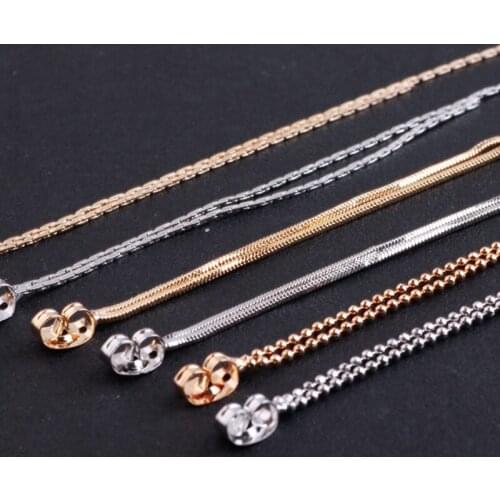 10p Diy Earrings Copper Chain Butterfly Buckle Simple Metal Thin Chain Korean Tassel Earrings For Women Pendant Homemade Jewelry