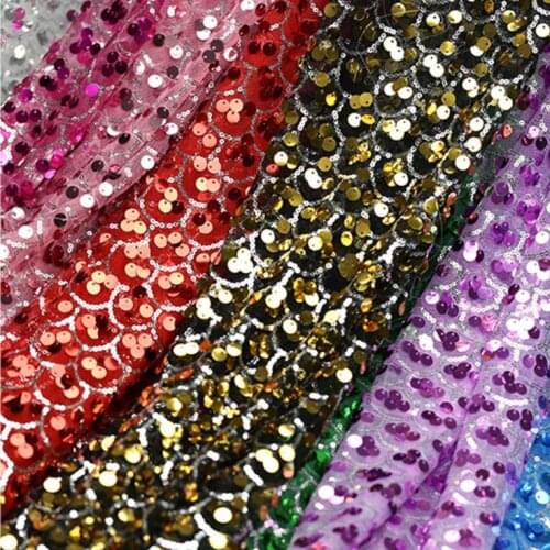 140cm*100cm 6mm high-grade fish scale sequins cloth Wedding background mesh gauze Flash film costume sequin fabric