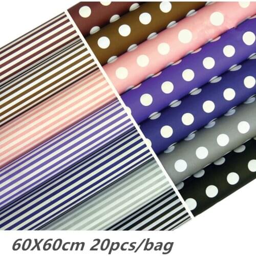 20pcs/lot Kraft Flower Stripe&dots Packaging Paper Gift Packaging Material Paper Bouquet Florist Supplies Gift Wrapping Paper