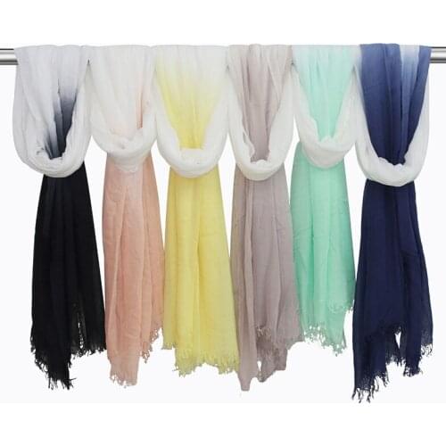 2021 Women Fashion Ombre Printed Pattern Cotton Viscose Scarf Shawls Wraps Hijabs 6Colors 10pcs/lot