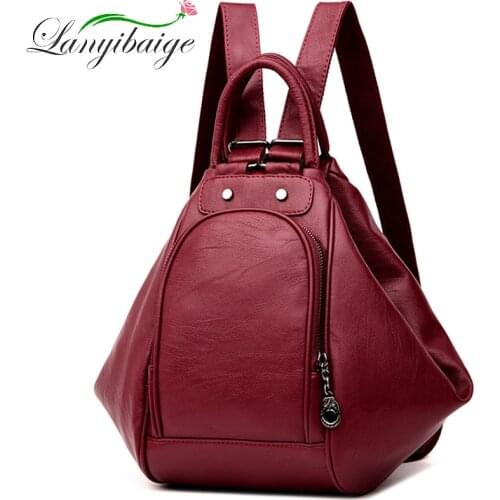2021Women Multifunctional Backpack Female Leather Shoulder Bags School Bag For Teenage Girls Travel Back Pack Sac A Dos Femme