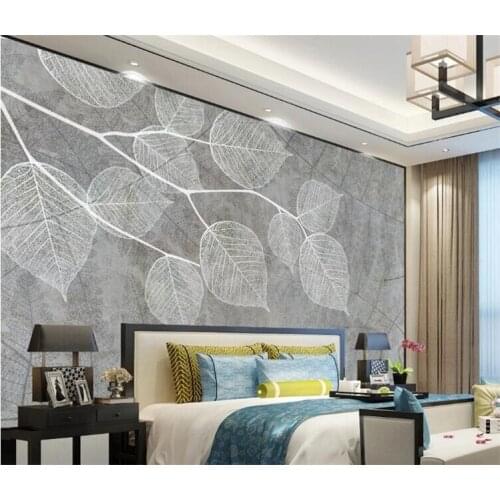 3D 5D 8D Modern Light Grey Wallpapers for Walls Photo Wall Papers Living Room Home Decor Vintage Creative Wallpapers Murals Leaf