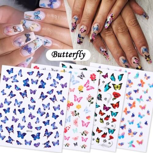 3D Nail Sticker Decals Self-adhesive Design Stickers for Nails Peony Cute Butterfly Stickers for Manicure Nail Art Decoration