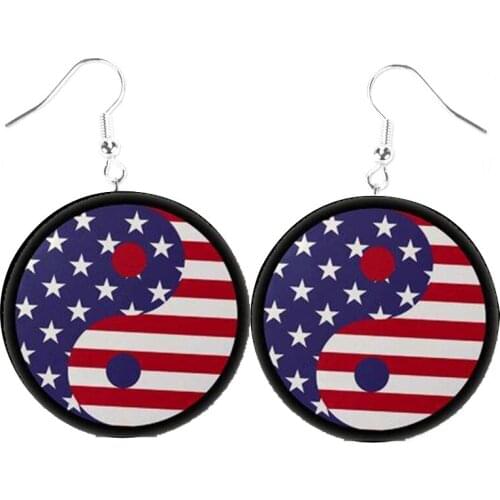4th of July Patriotic Stars and Stripes Earrings Red White and Blue Glitter Earrings USA Leather Earrings American