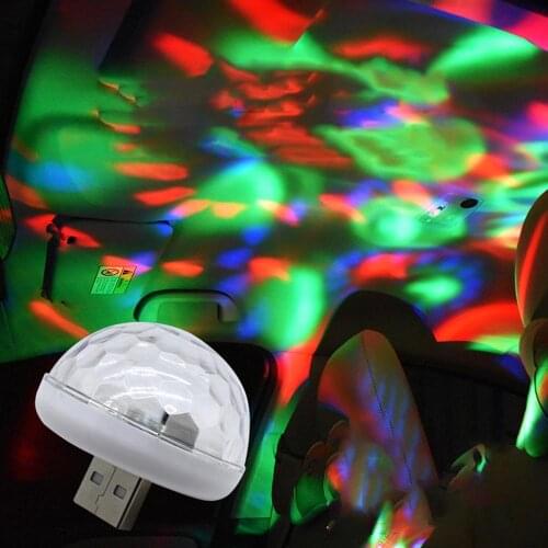 Car Auto Lamp LED USB Light RGB Mini Voice Activated Crystal Magic Ball Led Stage Disco Ball Projector Party Flash DJ Lights