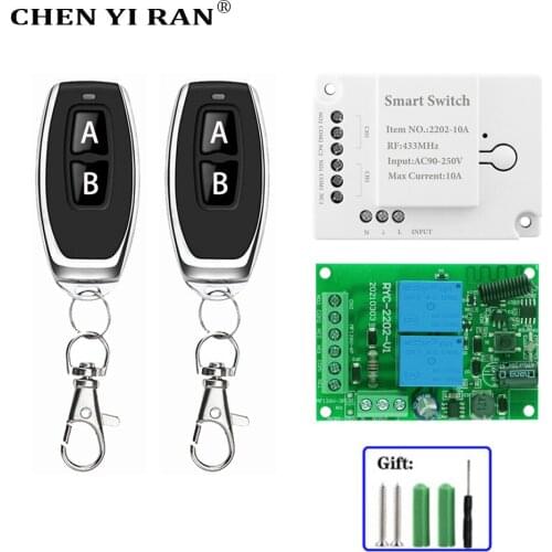 Wireless Remote Control Switch 433Mhz 110V 220V 2CH Relay Receiver Module & 2 Button RF Transmitter For Gate/ Light Diy Smart