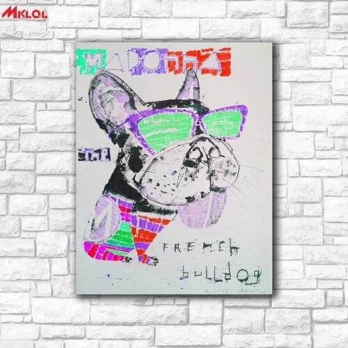 Large Wall Art Hip Hop Dog Canvas Painting For Living Room Home Decoration Oil Painting On Canvas Wall Painting Unframed