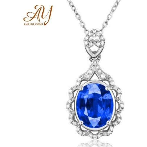 Solid 925 Sterling Silver Pendant Necklace Gemstone Red Green Blue Topaz Necklace Romantic Wedding Gifts For Women Fine Jewelry