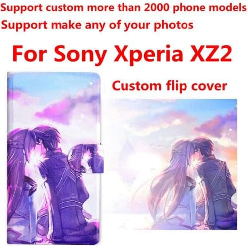 DIY Phone bag Personalized custom photo Picture PU leather case flip cover for Sony Xperia XZ2