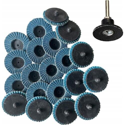 20 PCS 2 Inch Quick Change Flap Disc with Roloc Pad Holder 40 60 80 120 Grit Sanding Disc Zirconia Alumina for Angle Grinder