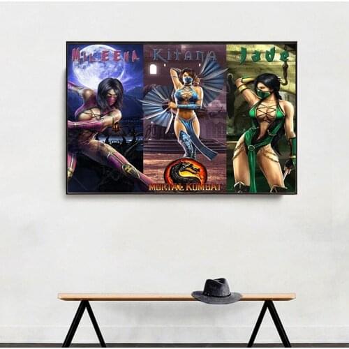 Mortal Kombat Canvas mileena painting kitana Prints Ultimate Scorpion Poster Wall Art For Home Office room Decorations framed