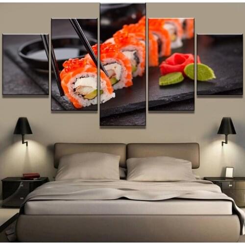 Pictures Kitchen Wall Art 5 Pieces Japan Delicious Sushi Prints for Living Room Food Poster Home Decor Canvas Painting No Frame