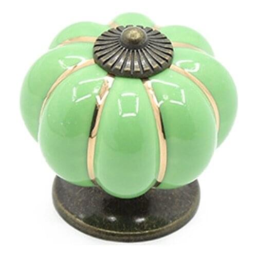 Ceramic Knobs Hand Painted Pumpkin Kitchen Cabinet Knobs Drawer Pulls Ceramic Porcelain/Antique Bronze Decorative Hardware