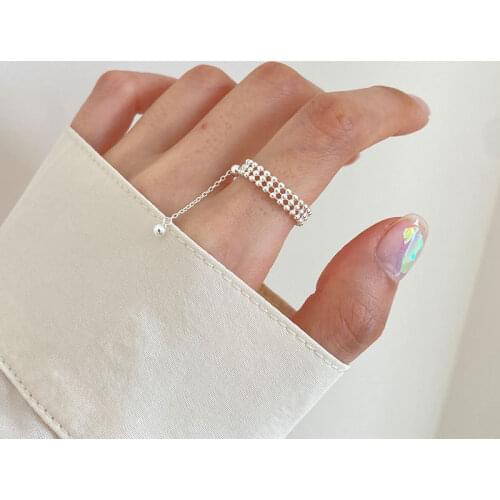 Simple 925 Sterling Silver 3 Layer Mini Beads Rings For Women Accessories, Cute Adjustable Ring Party Female Jewelry 2021