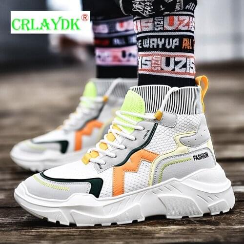 CRLAYDK Cool Fashion Mens High Top Sneakers Outdoor Street Casual Shoes Platform Increased Running Tennis Youth Chaussure Homme