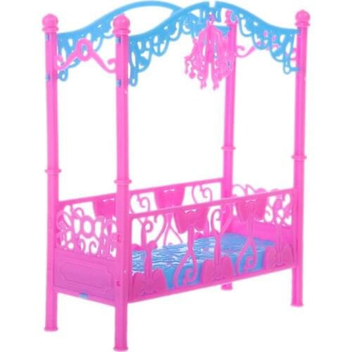 Bed With Ornaments Bed Bedroom Furniture For Doll Accessories Girls Toy Baby Shower Gift