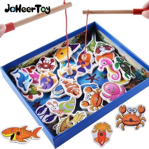 JaheerToy Magnetic Fishing Game Educational Childrens Wooden Toys Birthday Christmas Gift Toy for Children