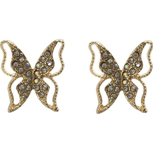 10 pair/ lot fashion jewelry gold metal rhinestone cute butterfly earrings