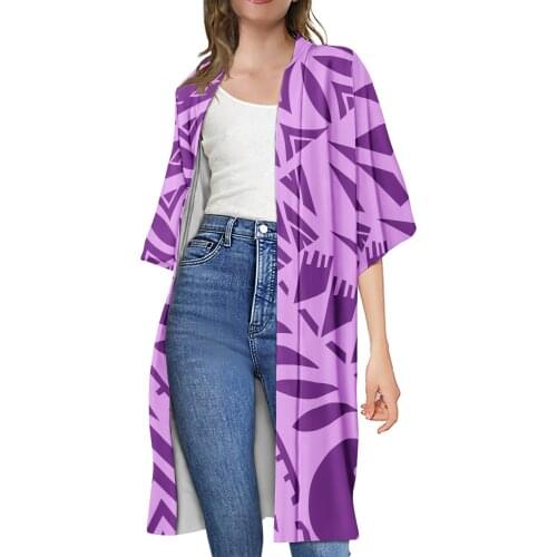 MOQ1 Womens clothes casual shirt tie coat Polynesian tribal style Samoan traditional womens dress open loose beach Kimono Robe