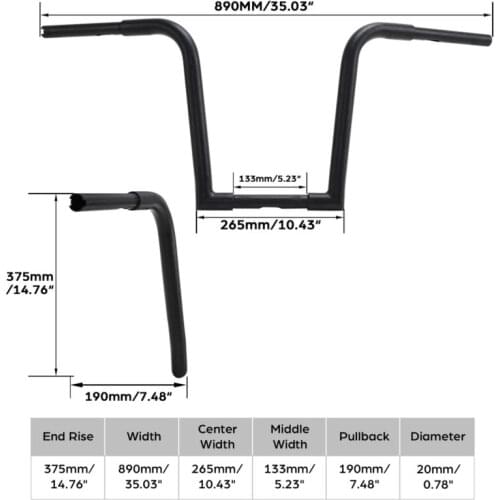 Motorcycle 14" Rise Ape Hanger 1-1/4" Handlebar For Harley FLST FXST Sportster XL 883 1200 Custom
