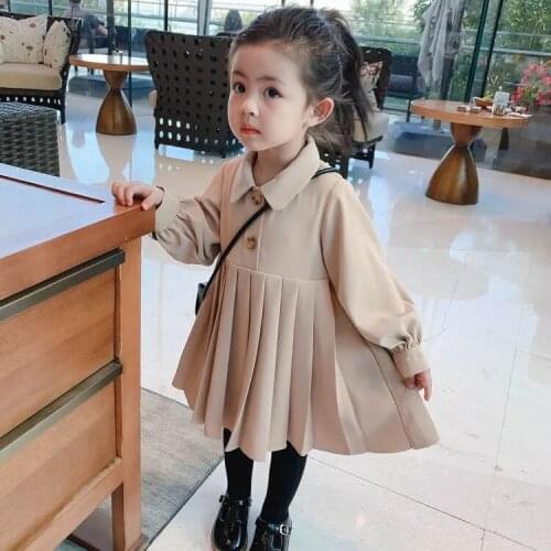 2021 New Childrens Princess Dress Little Girl Korean Style Spring and Autumn Baby Girl Pleated Dress Toddler Outwear Dresses