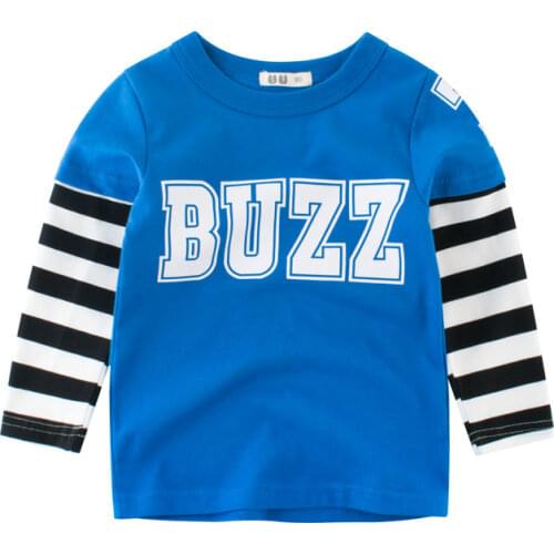 2021 Autumn New Childrens Clothing Cotton T-shirts for Boys and Girls Striped Letters Print Long Sleeve Tops Tees Kids Clothes