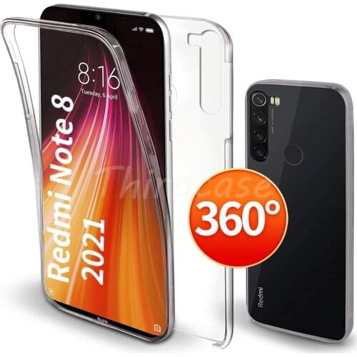 360 Full Body Phone Case for Xiaomi Redmi Note 8 2021 8T 8 Pro Shockproof Bumper PC+Silicone Clear Cover Redmi 8A Pro Dual Capa