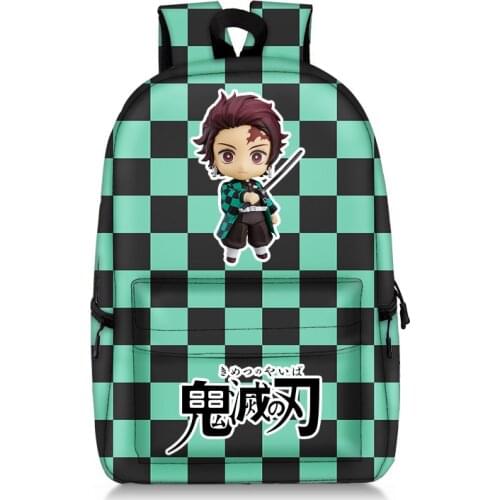The New Demon Slayer Creative Student Schoolbag Large Capacity Backpack Polyester Fashion Full Printing Canvas Notebook Bag