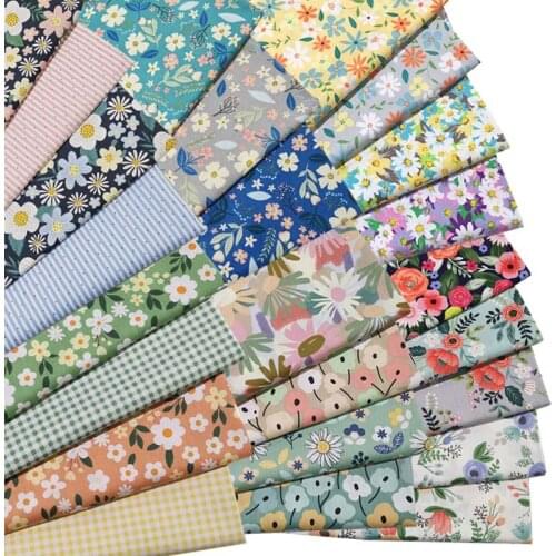 100% Cotton Twill Fabrics BLACK ORANG GREEN YELLOW PURPLE Small White Flower Rose Floral For Patchwork Girl Clothes Dress Shirt