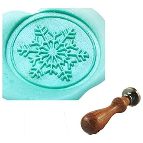 Vintage Custom Fancy Christmas Snowflake Personalized Picture Letter Logo Retro Invitation Wax Seal Stamp Rosewood Handle Set