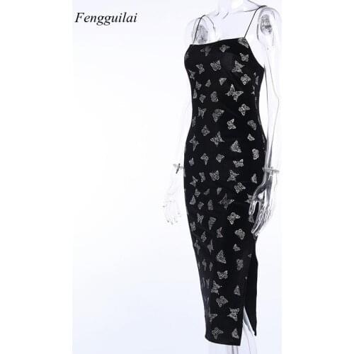 Vintage Grunge Long Harajuku Punk Spring 2021 Summer Splice Backless Butterfly Print Dress Butterful Print Chic