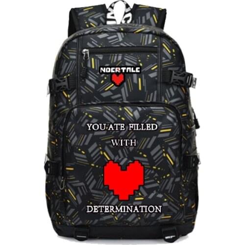 Undertale Sans You are filled with Determination Backpack Fashion Laptop Travel Backpack with USB port students Book School Bag