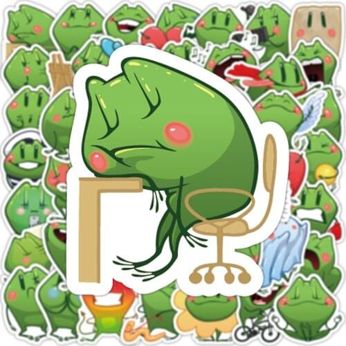 10/50PCS Cute Frog Cartoon Graffiti Toy Car Helmet Refrigerator Motorcycle Phone Trunk Guitar Stickers Decoration Gif