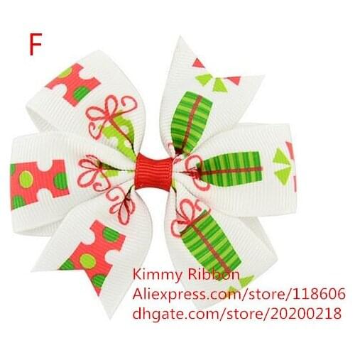 200pcs Christmas Gift Headwear Kids Hair Accessories Christmas Present Printed Hairbow